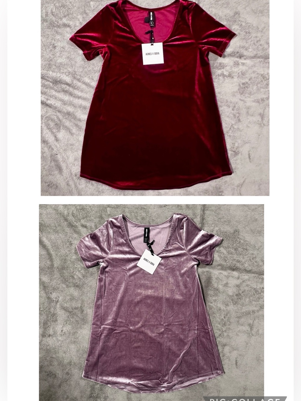 NWT Bundle Agnes & Dora Velvet Everyday Tees- Deep Lilac & Deep Wine - Small